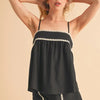 Aemi+Co Bali Rickrack Trim Cami - BLACK