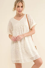 And The Why Woven Leopard Baby Doll Roll-Sleeve Casual Dress - Farnelli