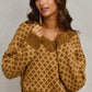 SO ME Color Block Textured Christmas Sweater V Neck Top - Farnelli