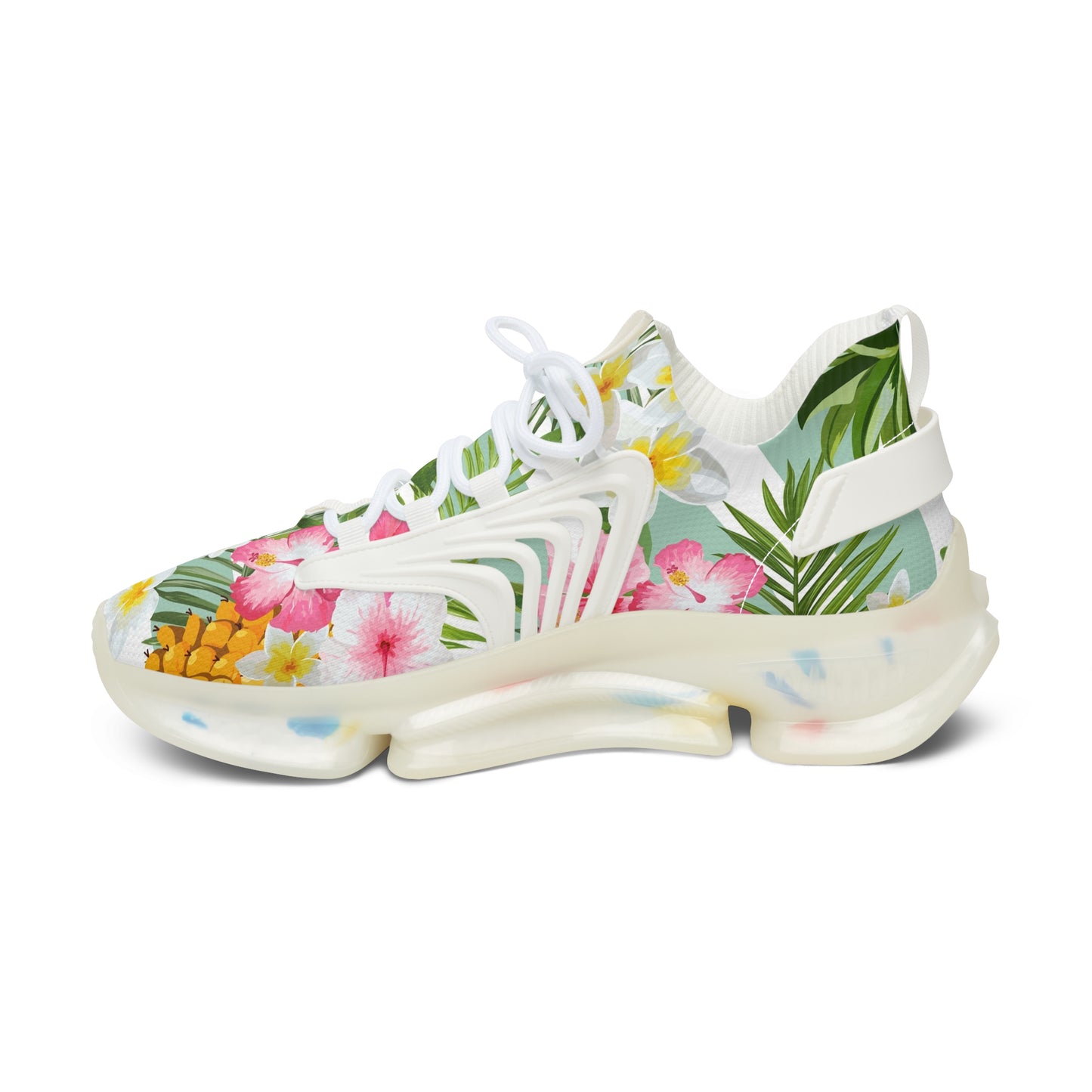 Tropical Women's Mesh Sneakers for Summer Vibes, Floral Athletic Shoes, Stylish Comfortable Sneakers, Beach Footwear, Gift for Her