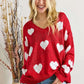 ADORA Full Size Heart V-Neck Knit Top Plus Size - Farnelli