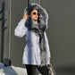 Genuine Silver Fox Fur Trim Rabbit Fur Insulated Parka