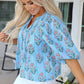 Kinley Floral Shirred Yoke Split Neck Blouse - Farnelli
