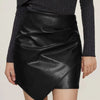 Ruched Mini Skirt with Zipper - Black