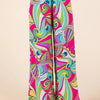 Mittoshop Abstract Print Elastic Waist Wide Leg Pants - FUCHSIA MULTI