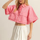HYFVE Front Pockets Poplin Collared Neck Crop Shirt - Farnelli