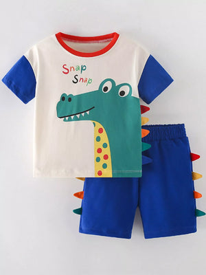 Children's Dinosaur Applique Two-Piece Set - Farnelli