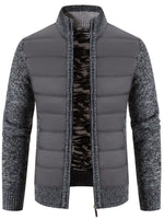 Men's Plus Size Quilted Knit Bomber Jacket with Stand Collar - Farnelli