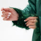 Reversible Genuine Silver Fox  Down Fill Coat in Emerald