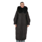 Genuine Silver Fox Fur Trim Down Coat