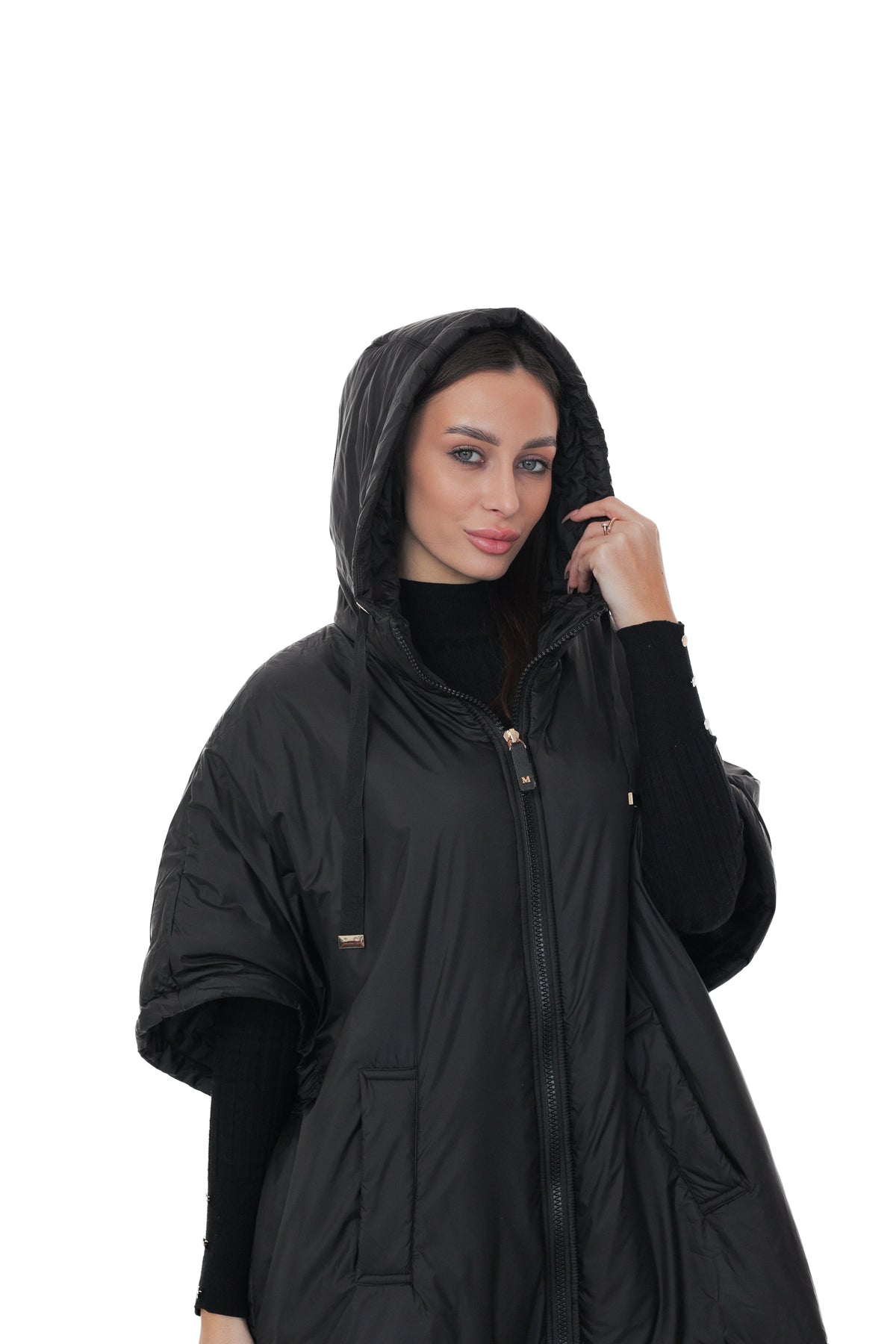 Alaska® Outerwear Company black hooded vest with zip front and sleeveless design
