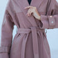 Rose Leather Trim Cashmere Blend Overcoat