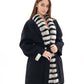 Genuine  French Orylag Fur Italian Cashmere Wool Coat 85cm
