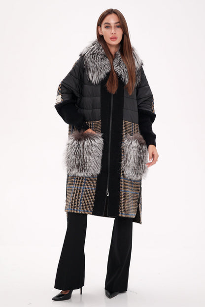 Saga®Furs Silver Fox Wool Cashmere Coat by Alaska® Outerwear Company