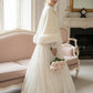 Ivory Cream Bridal Cape with Faux Fur Trim (Amanda Ivy06)