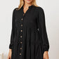 Ruffled Button Up Long Sleeve Tiered Shirt - Farnelli