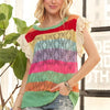 ADORA Eyelet Sleeve Multi Color Crochet Top - D.MINT