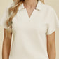 Double Take Full Size Collared Neck Short Sleeve Top and Pants Set - Farnelli