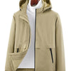 Men's Plus Size Casual Hooded Windproof Zip Up Jacket - Khaki