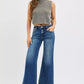 RISEN Full Size Mid Rise Crop Wide Raw Cut Hem Jeans Plus Size - Farnelli