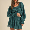 MABLE Embroidered Scalloped Lace Top and Short Set - Teal