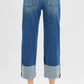 RISEN Full Size Tummy Control Mid Rise Crop Wide Cuffed Jeans Plus Size - Farnelli
