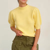 HYFVE Mock Neck Puff Sleeve Sweater - Creamy Yellow