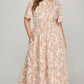 She + Sky Printed Notched Woven Tiered Pintuck Maxi Dress with Side Pockets - Farnelli