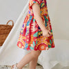 Children's Floral Print Button Detail Casual Dress - Multicolor