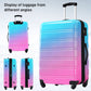 HouseOfZazla gradient color hardshell luggage set with spinner wheels and TSA lock in light blue or purple