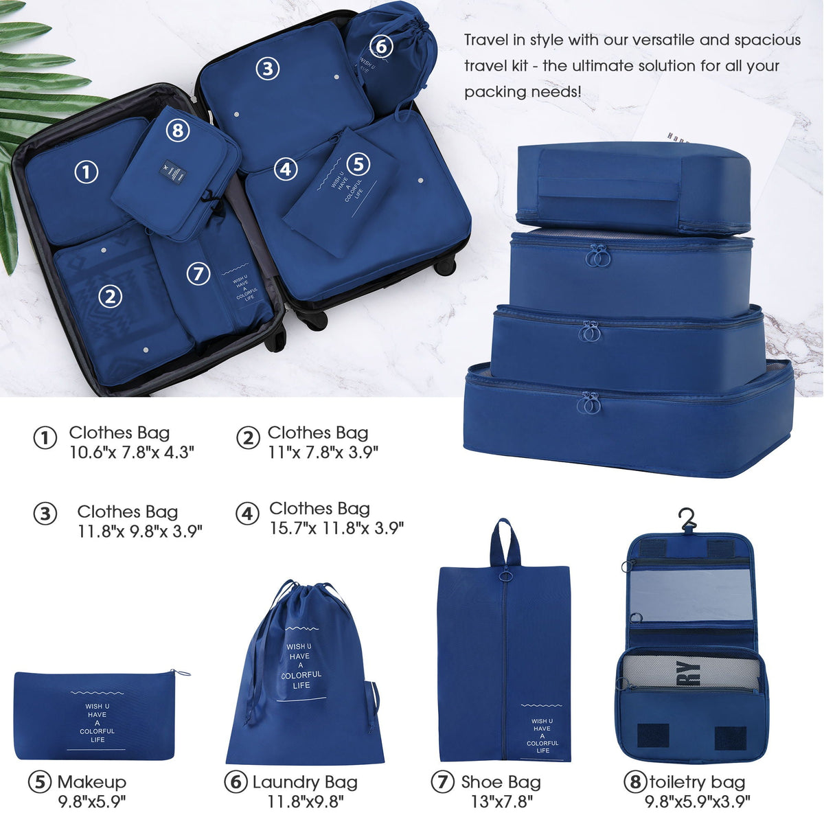 HouseOfZazla 4-piece hardshell luggage set with TSA locks and spinner wheels in multiple colors