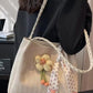 Floral Decor Woven Straw Tote Bag - Farnelli