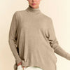 Davi & Dani Turtleneck Long Sleeve Knit Top - Khaki