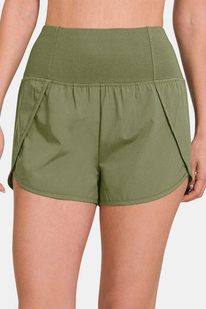 Zenana High-Waisted Zippered Back Pocket Active Shorts - Farnelli