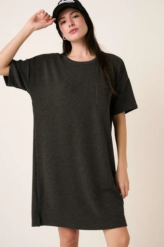 Mittoshop Urban Rib Knit Short Sleeve Tee Dress - Farnelli