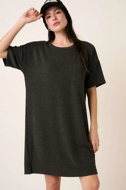 Mittoshop Urban Rib Knit Short Sleeve Tee Dress - Farnelli
