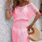 Openwork V-Neck Short Sleeve Cover-Up Dress - Farnelli
