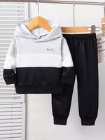 Children's Color Block Casual Hoodie & Pants Set - Farnelli