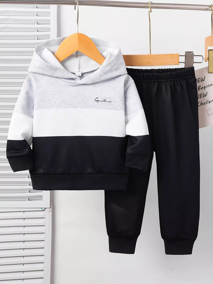 Children's Color Block Casual Hoodie & Pants Set - Farnelli