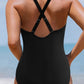 Twisted Crisscross V-Neck One-Piece Swimwear - Farnelli