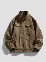 Me's Plus Size Zip Up Casual Jacket - Farnelli