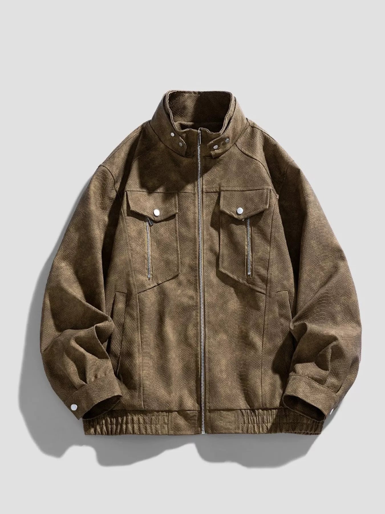 Me's Plus Size Zip Up Casual Jacket - Farnelli