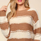 Haptics Striped Contrast Distressed Sweater - Farnelli