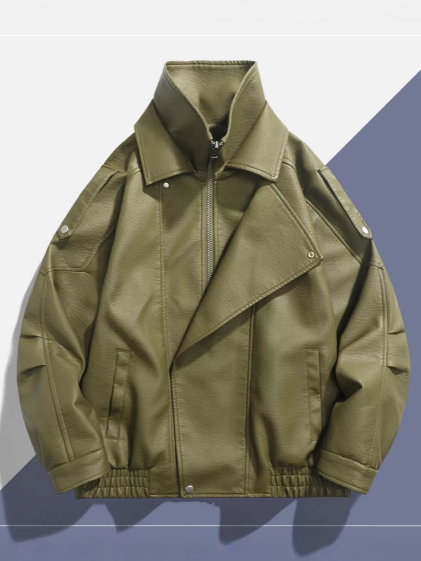 Men's Zip Up Leather Moto Jacket - Farnelli