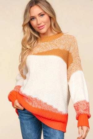 Haptics Color Block Long Sleeve Sweater - Farnelli