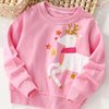 Children's Reindeer Graphic Crew Neck Sweatshirt - Pink