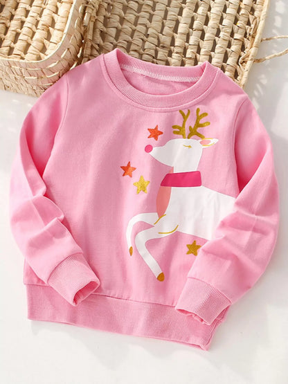 Children's Reindeer Graphic Crew Neck Sweatshirt - Farnelli