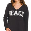 Zenana Beach V Neck Sweater - BLACK