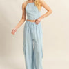 HYFVE Crop Top and Cargo Pants Set - L.BLUE