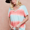 BiBi Tiedye Printed Hacci Knit Top - MINT/ORANGE